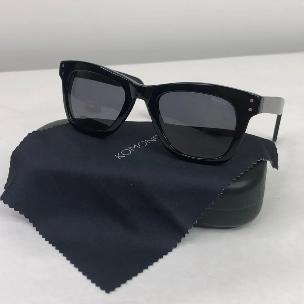 KOMONO Allen Glossy Black Sunglasses NEW wayfarer square